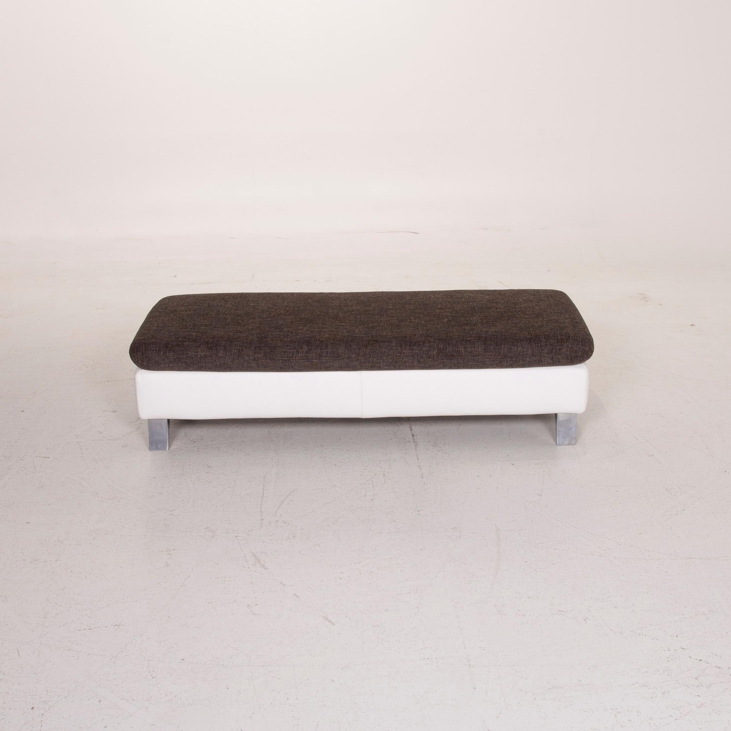 Ewald Schillig Ameto Fabric Sofa Set Brown White Leather Three-Seat Stool For Sale 2