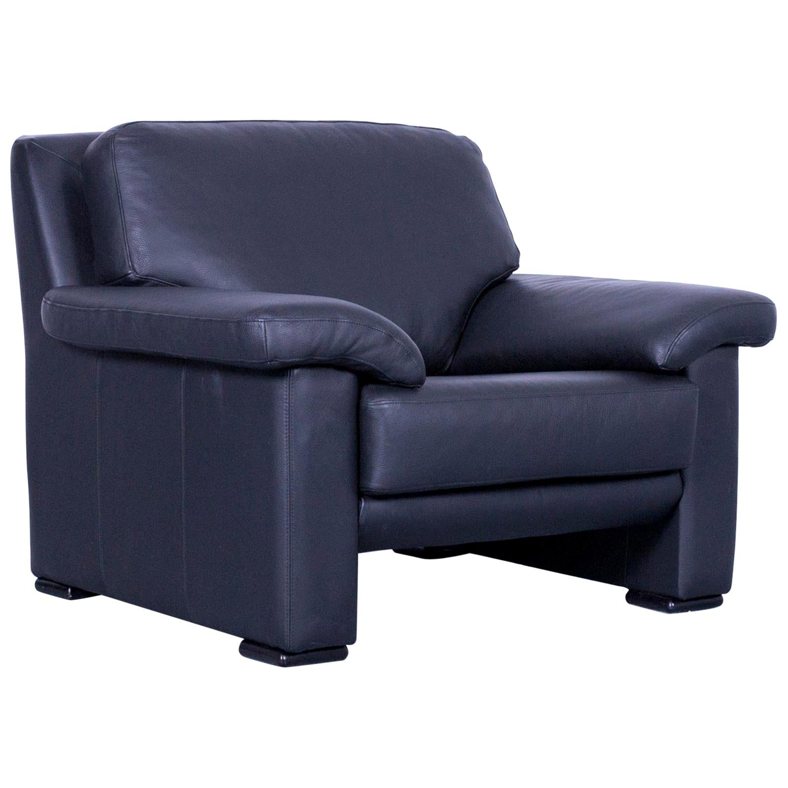 Ewald Schillig Armchair Black Leather One-Seat For Sale