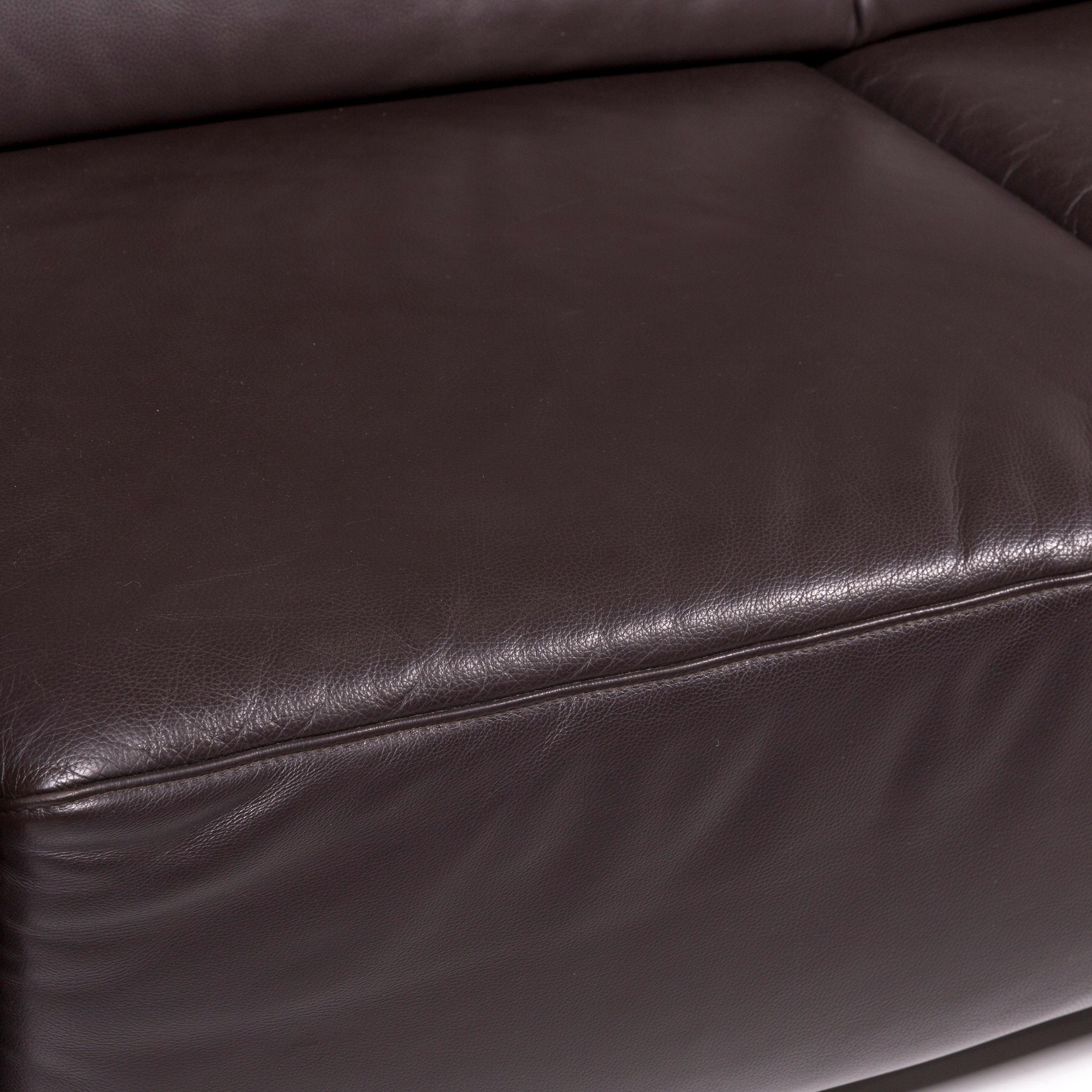 Modern Ewald Schillig Bentley Leather Sofa Brown Three-Seat Couch