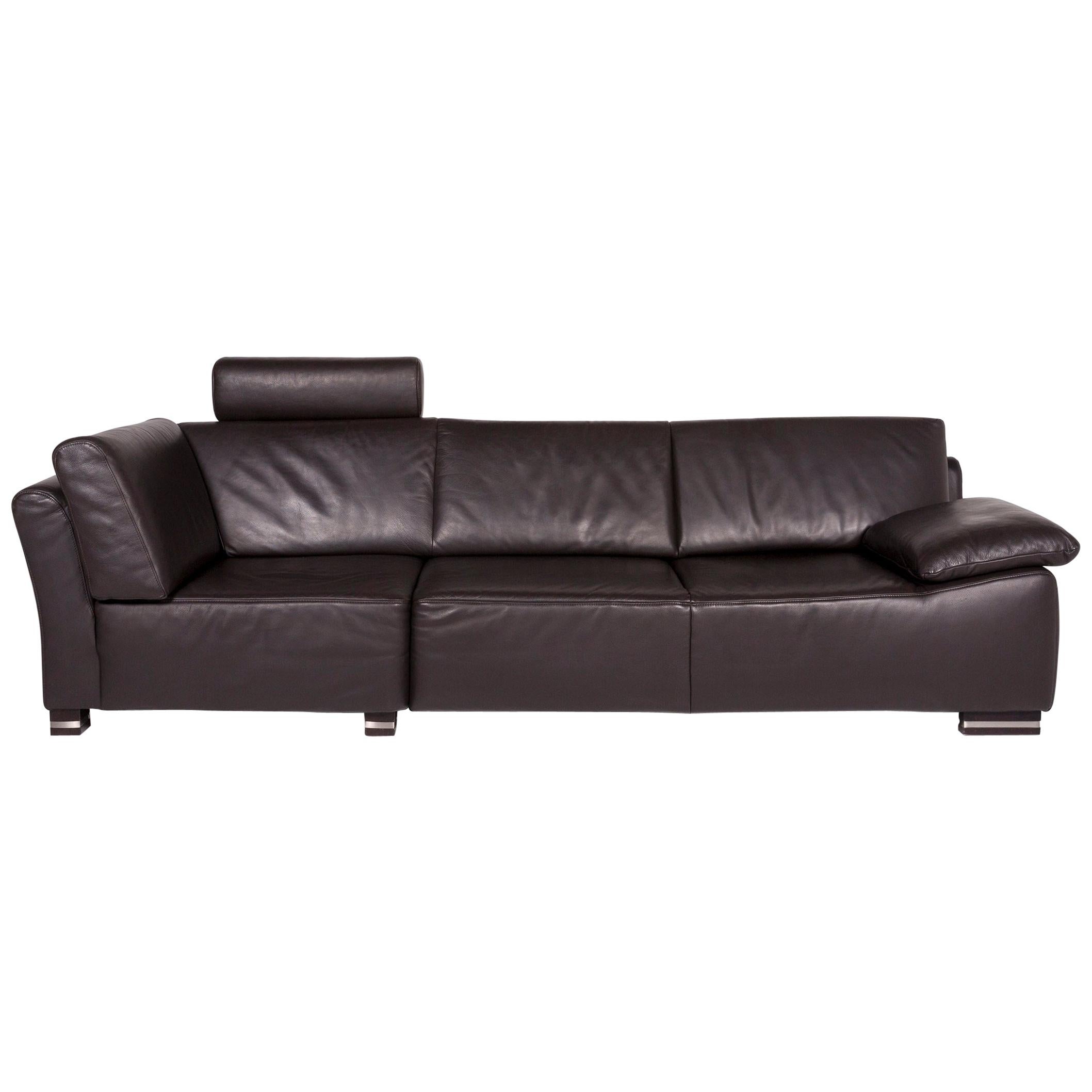 Ewald Schillig Bentley Leather Sofa Brown Three-Seat Couch