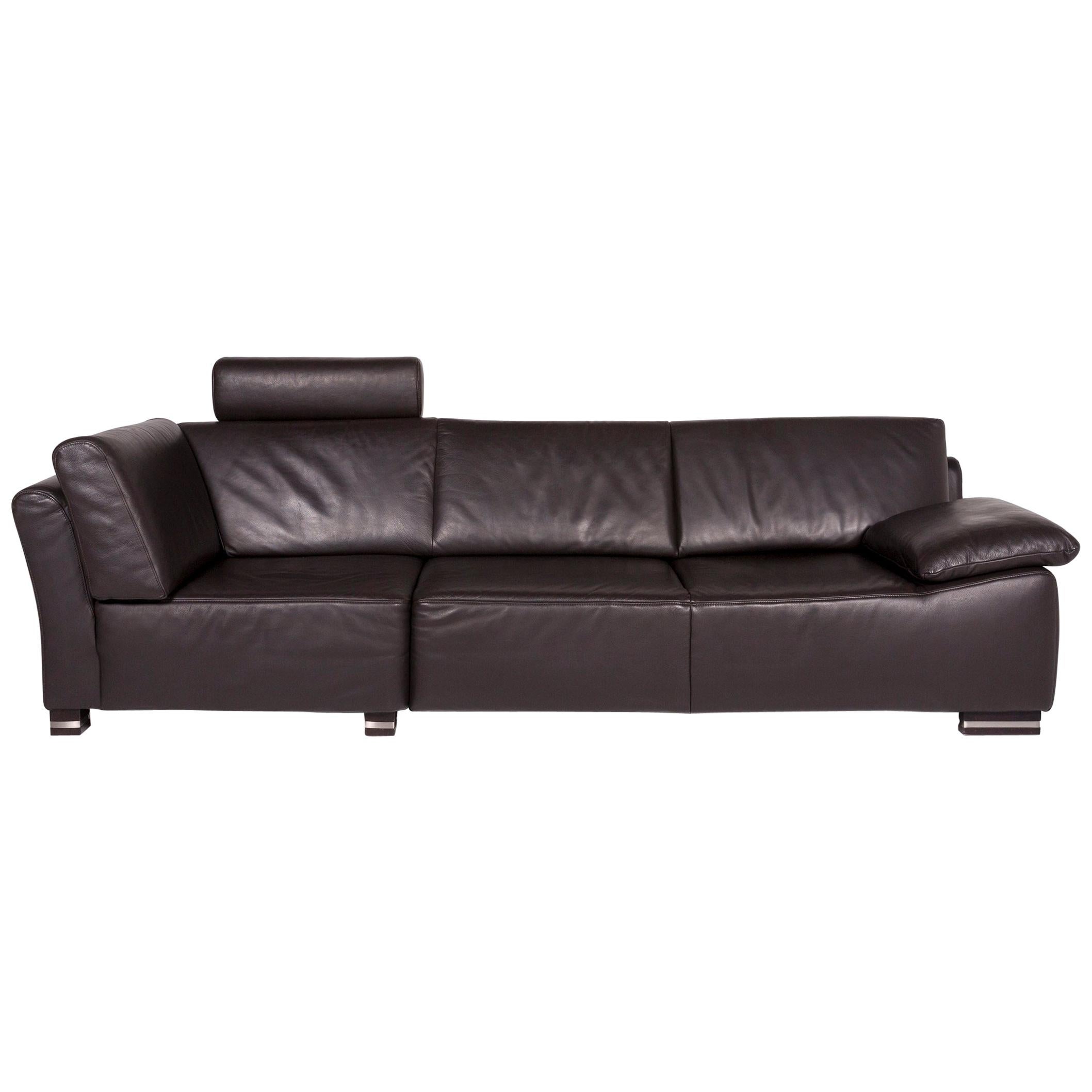 Ewald Schillig Bentley Leather Sofa Brown ThreeSeat Couch at 1stDibs