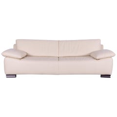 Ewald Schillig Bentley Leather Sofa Off-White Three-Seat