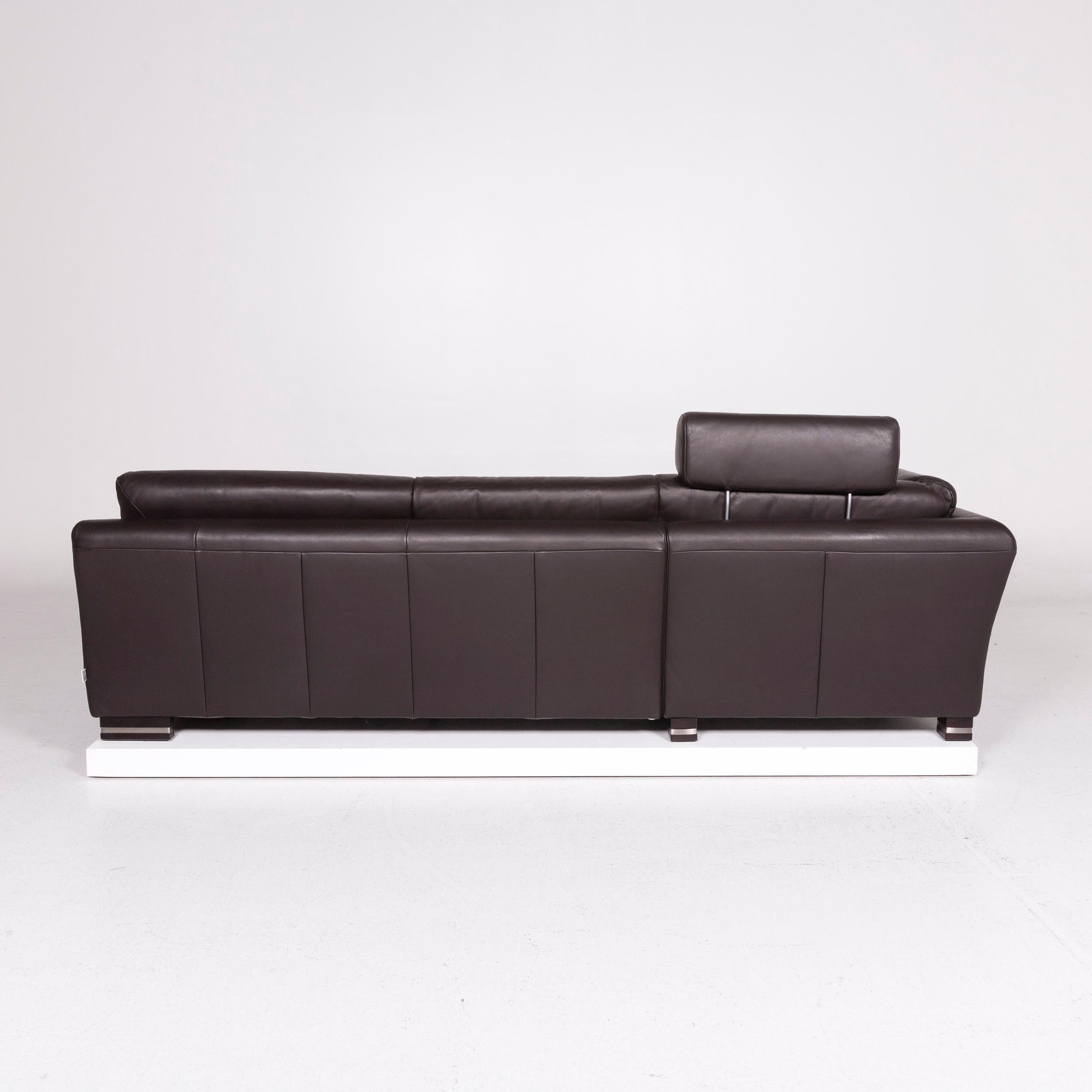Ewald Schillig Bentley Leather Sofa Set Brown Dark Brown 1 Three-Seat 1 5