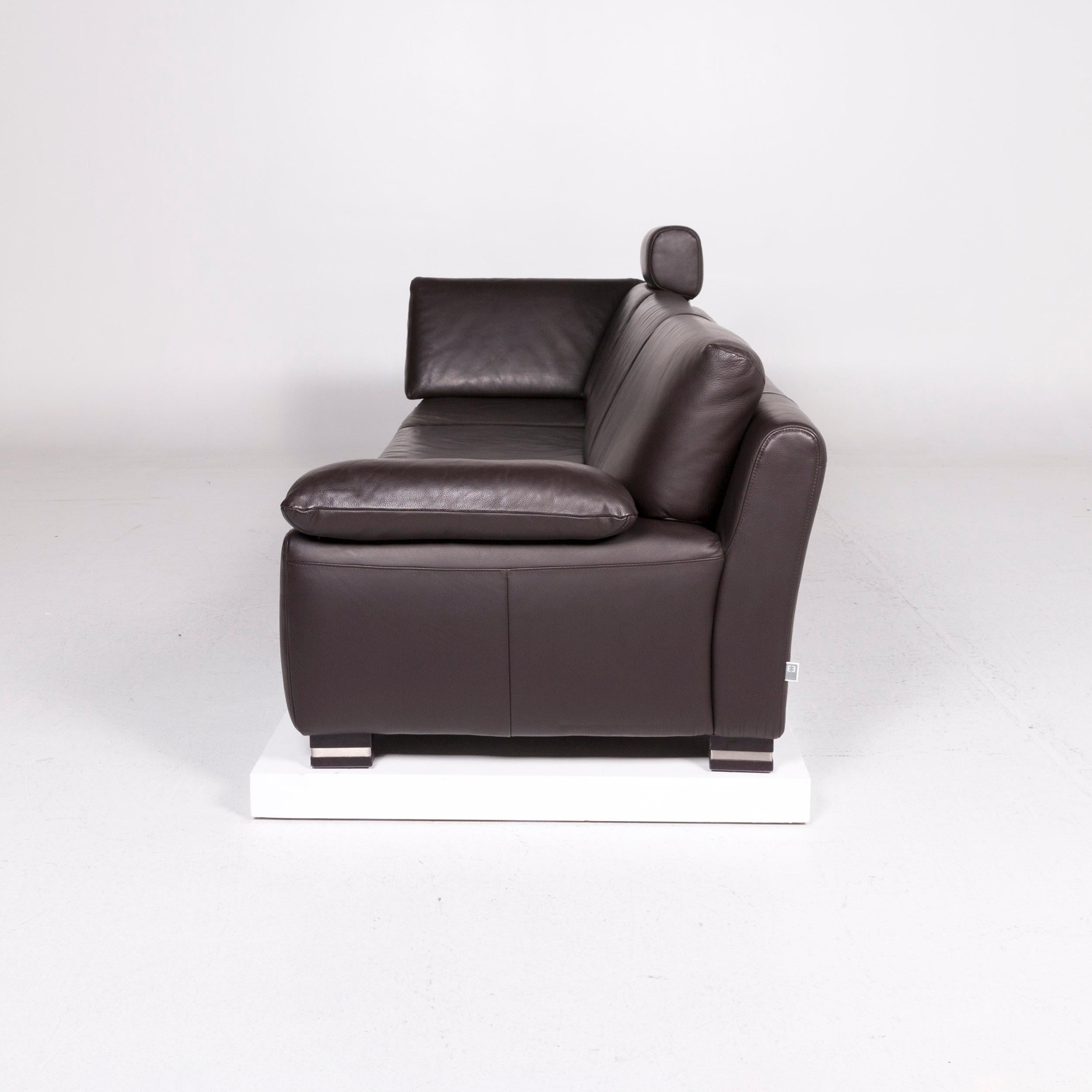 Ewald Schillig Bentley Leather Sofa Set Brown Dark Brown 1 Three-Seat 1 6