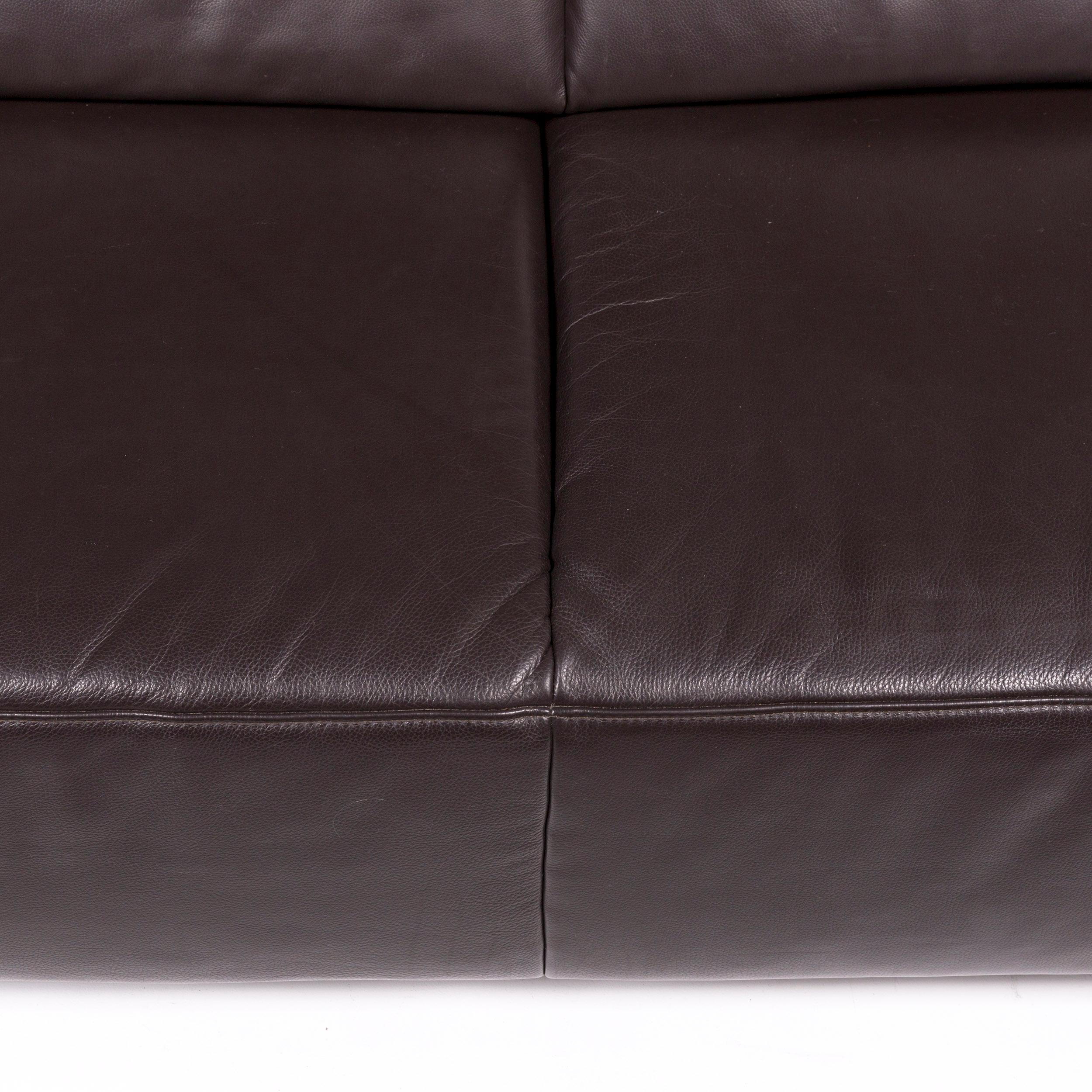 Contemporary Ewald Schillig Bentley Leather Sofa Set Brown Dark Brown 1 Three-Seat 1