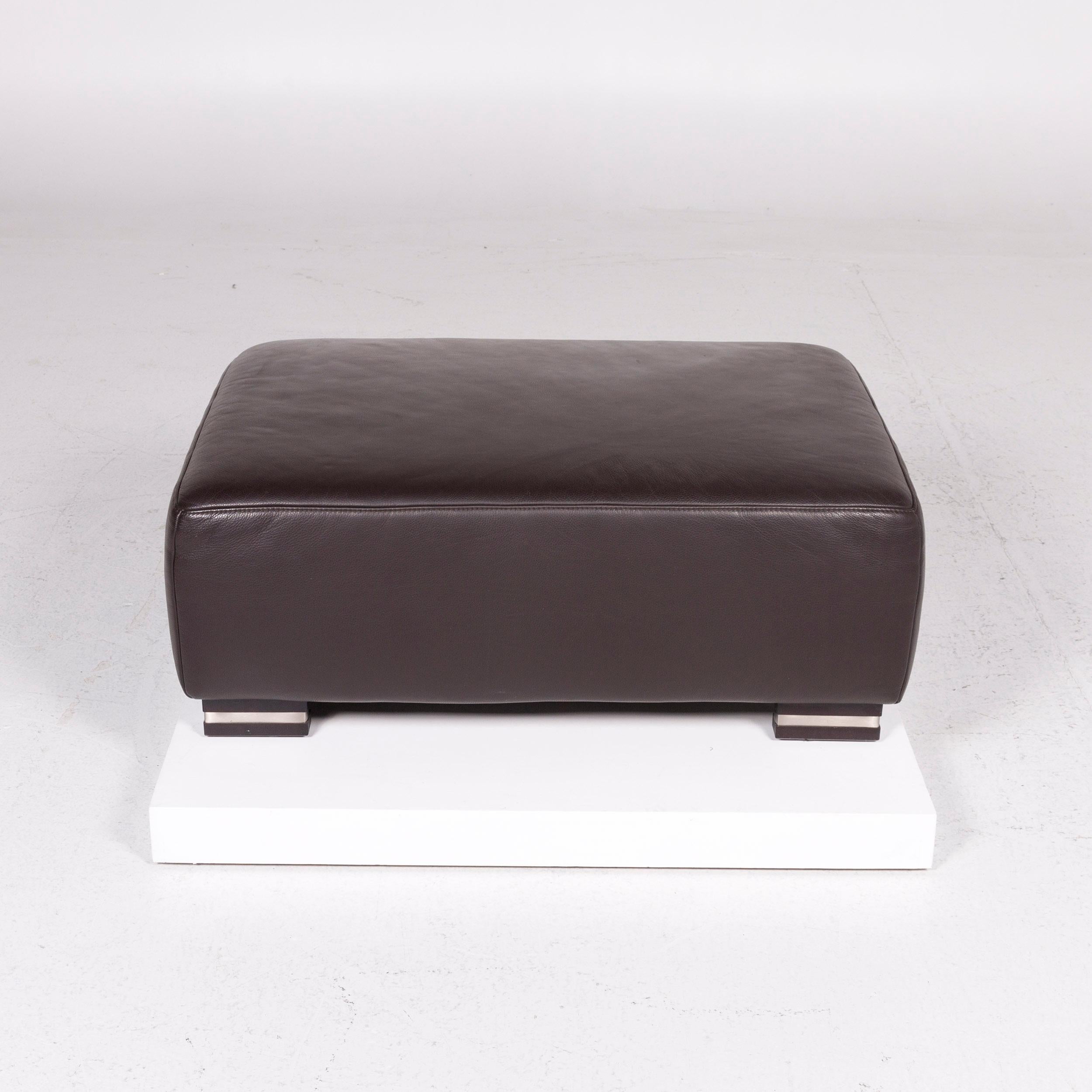 Contemporary Ewald Schillig Bentley Leather Stool Brown Ottoman For Sale