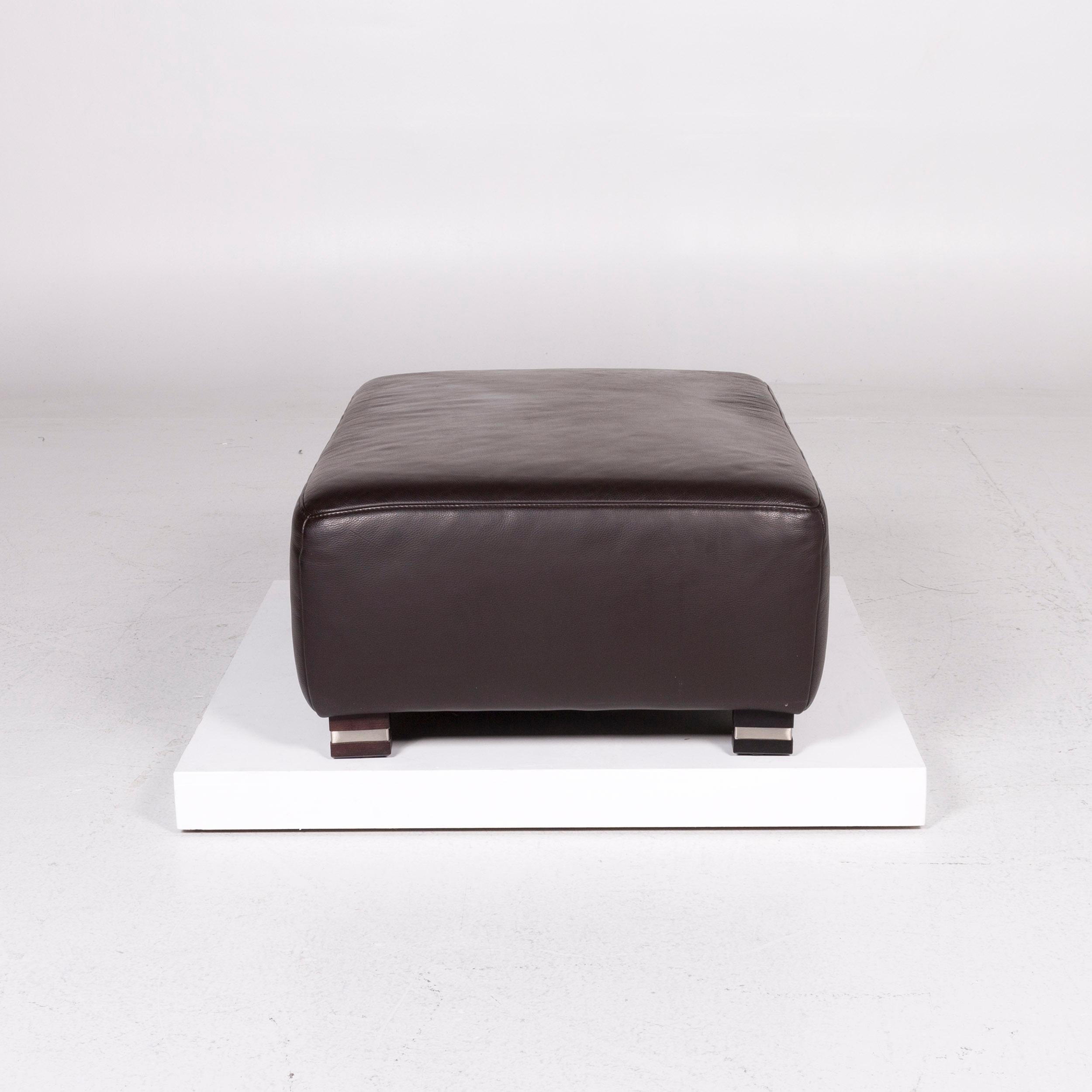 Ewald Schillig Bentley Leather Stool Brown Ottoman For Sale 1
