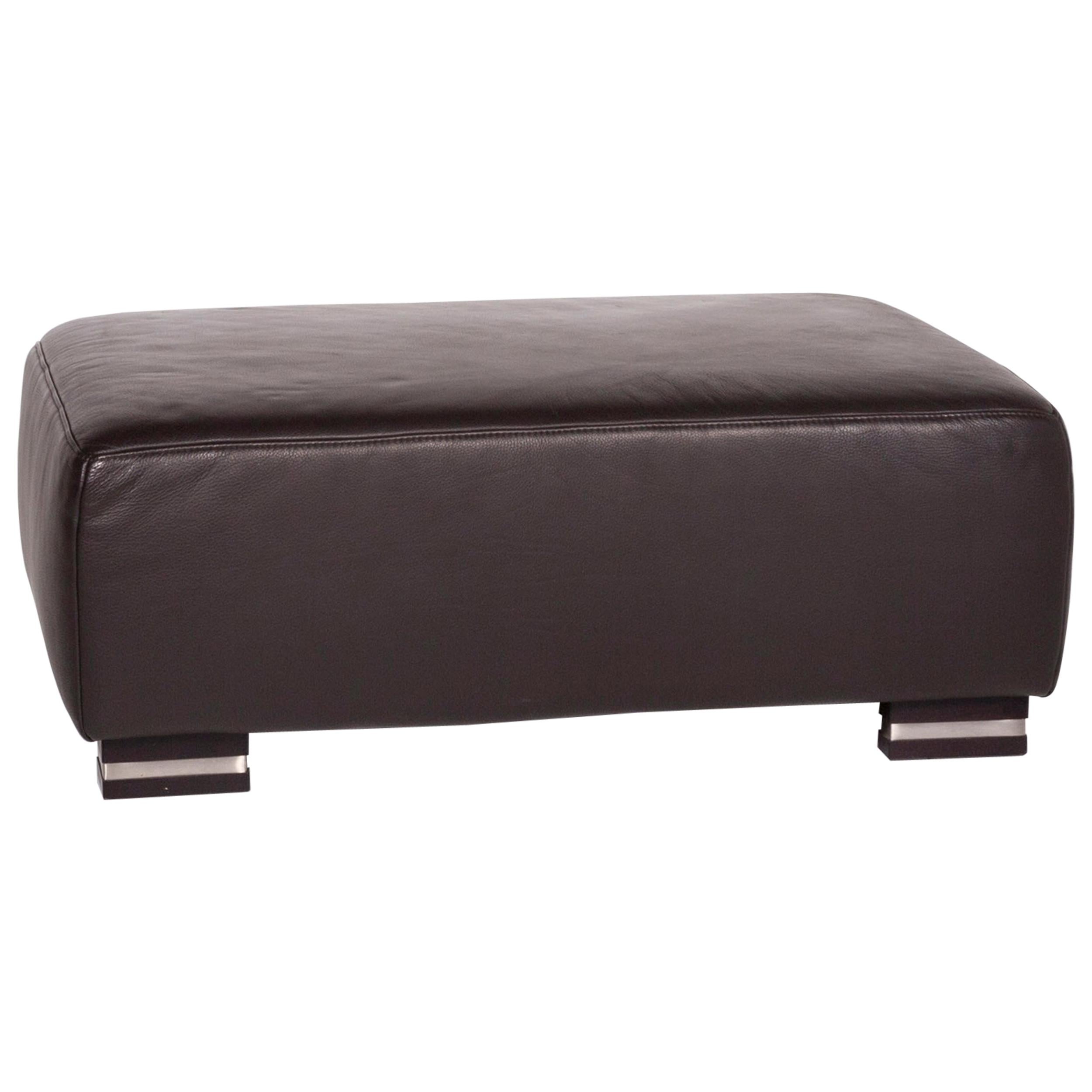 Ewald Schillig Bentley Leather Stool Brown Ottoman For Sale