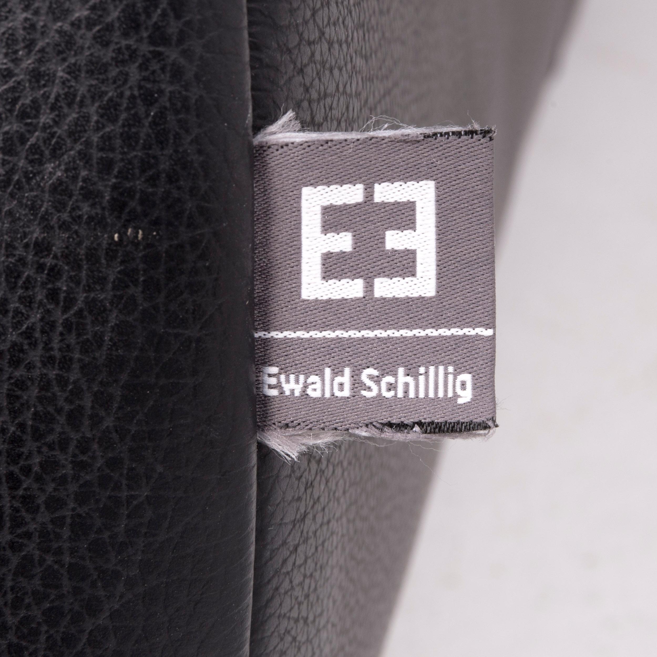 Ewald Schillig Brand Blues Designer Leather Corner Sofa Black Genuine Leather In Good Condition For Sale In Cologne, DE