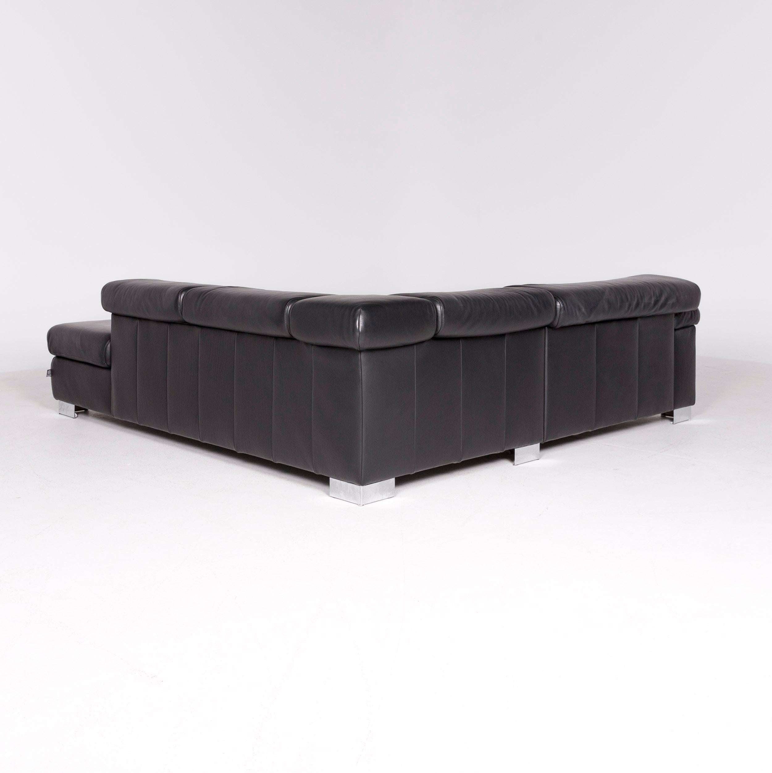 Ewald Schillig Brand Blues Designer Leather Corner Sofa Black Genuine Leather For Sale 1