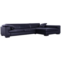 Ewald Schillig Brand Blues Leather Corner Sofa Black