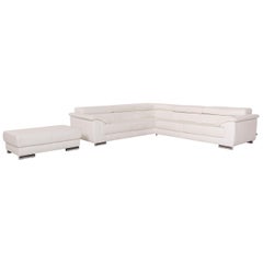 Ewald Schillig Brand Blues Leather Corner Sofa Set White Sofa Couch Stool