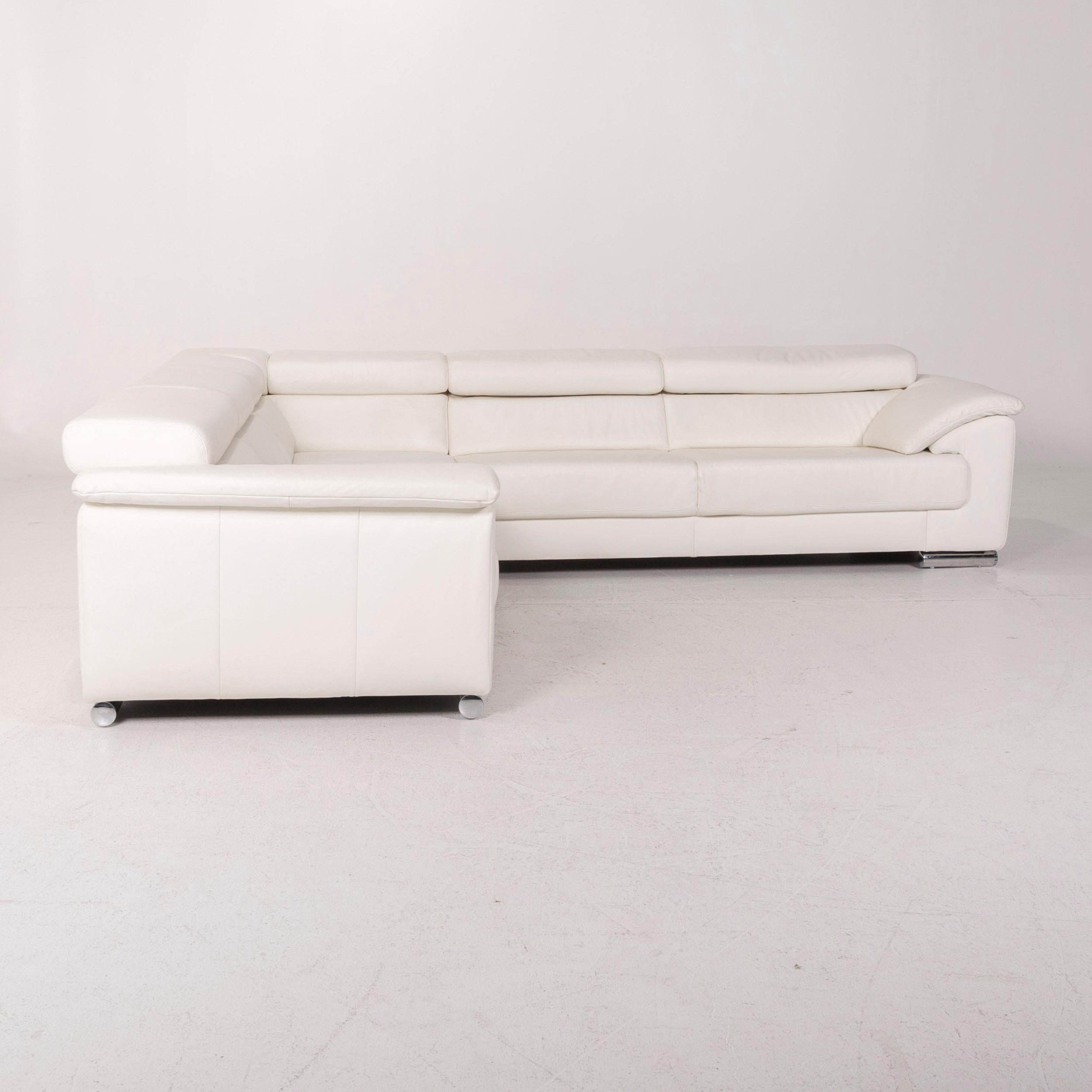 Ewald Schillig Brand Blues Leather Corner Sofa White Sofa Couch 3