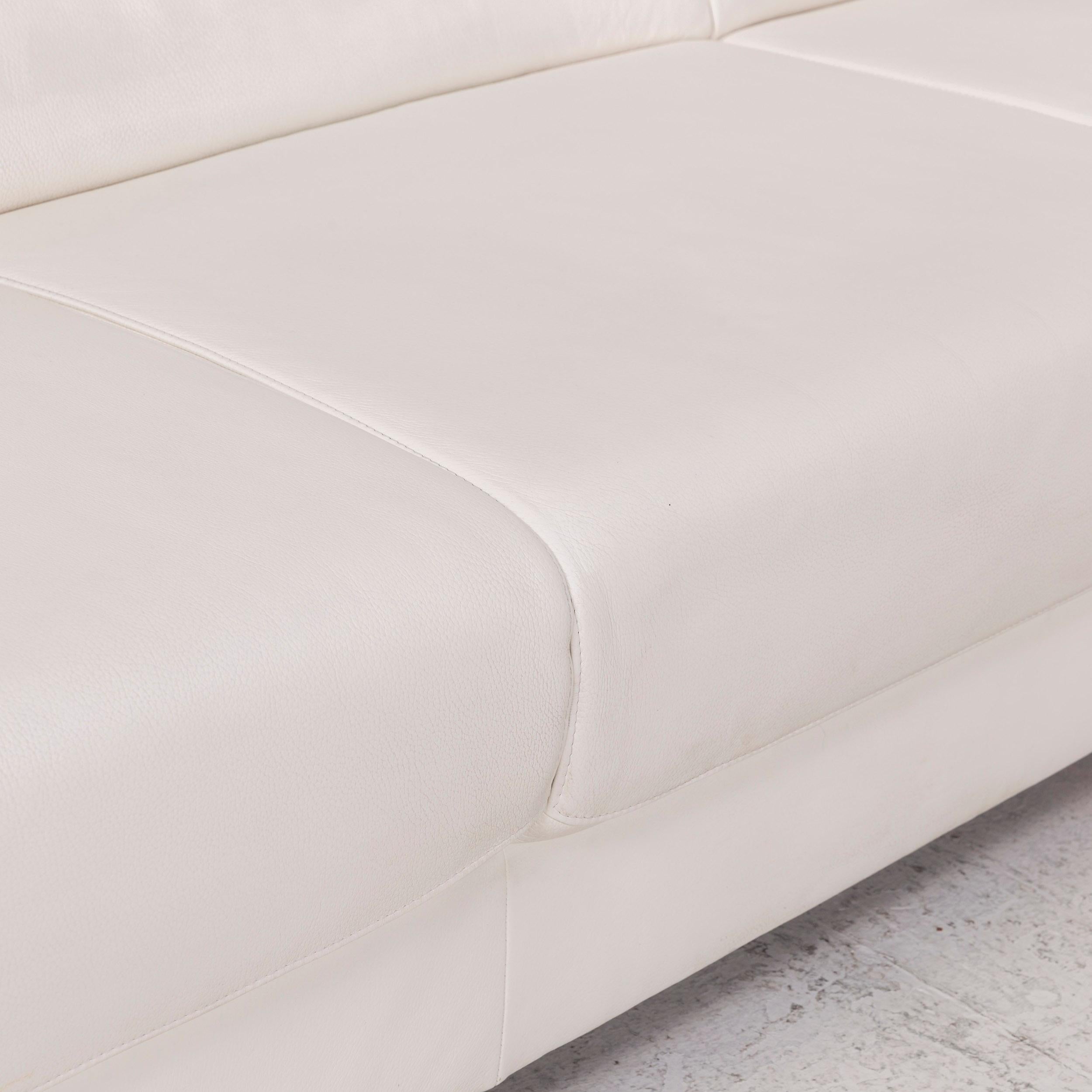 German Ewald Schillig Brand Blues Leather Corner Sofa White Sofa Couch