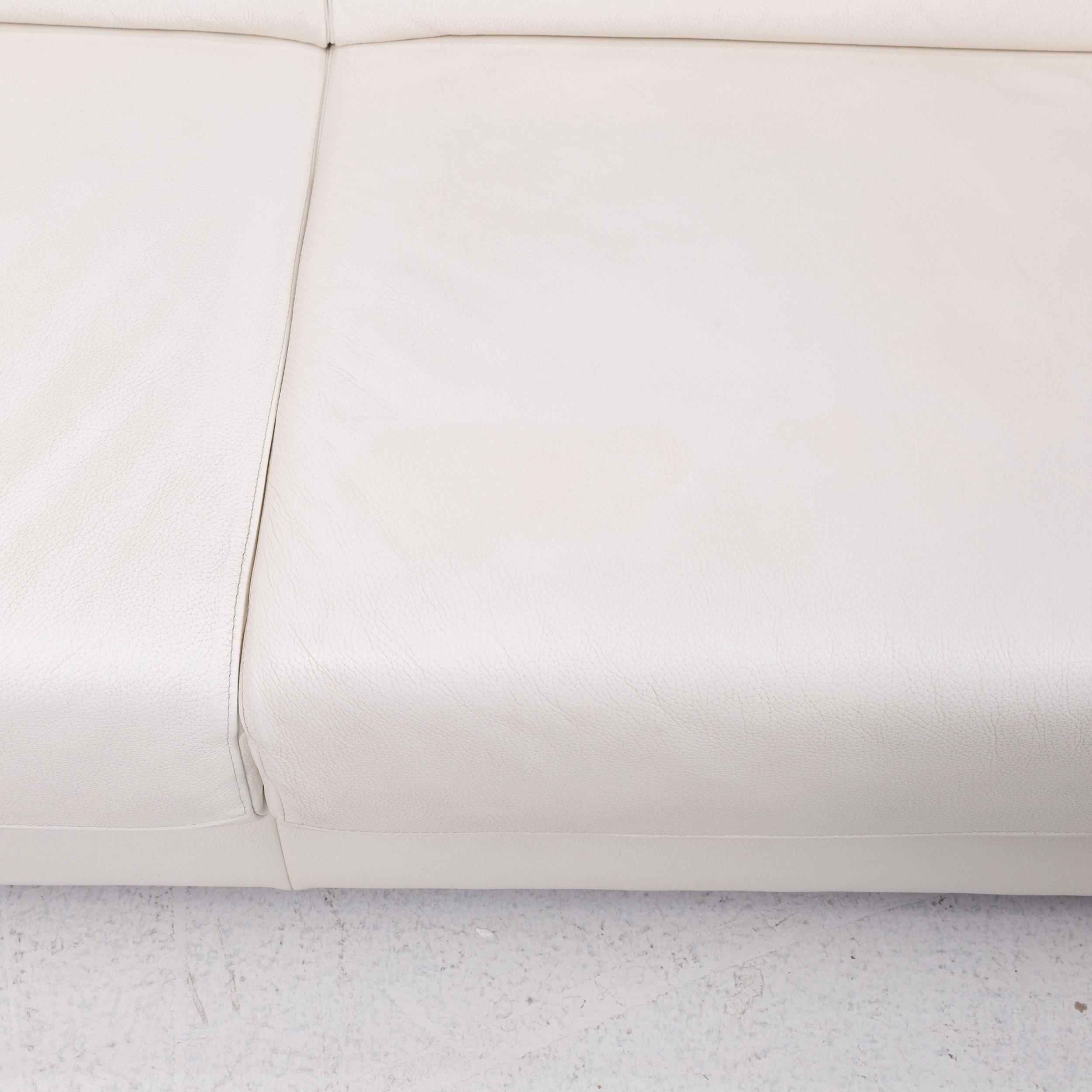 Contemporary Ewald Schillig Brand Blues Leather Corner Sofa White Sofa Couch