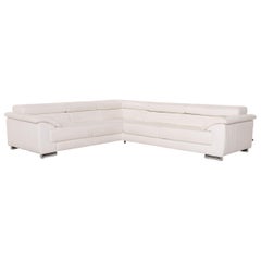 Ewald Schillig Brand Blues Leather Corner Sofa White Sofa Couch