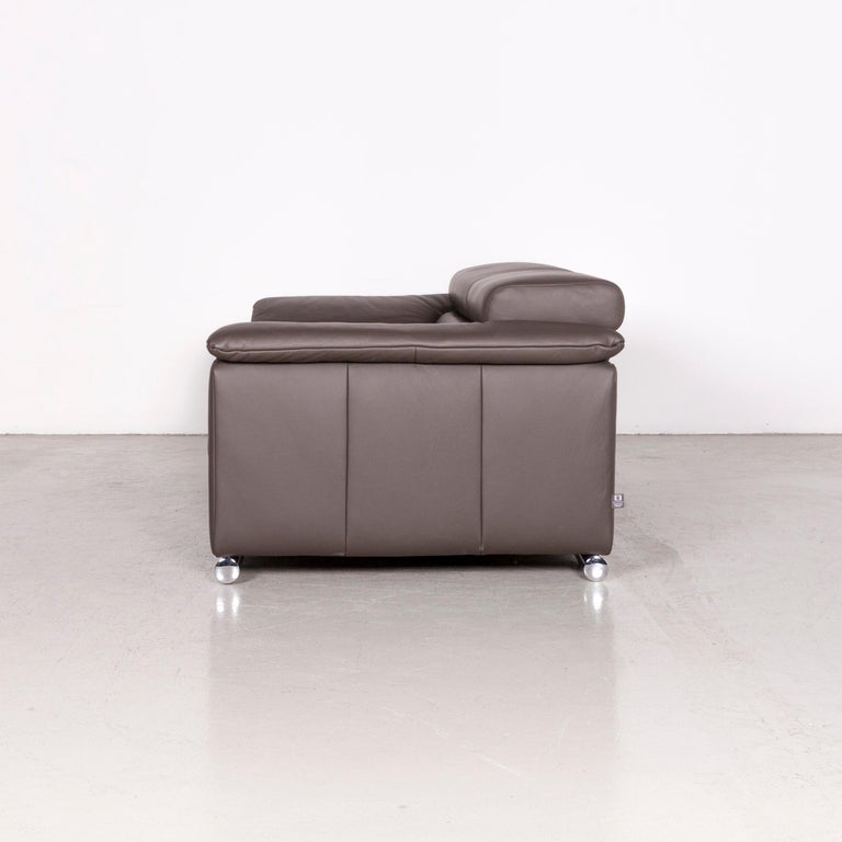 Ewald Schillig Brand Blues Leather Sofa Brown Three-Seat ...