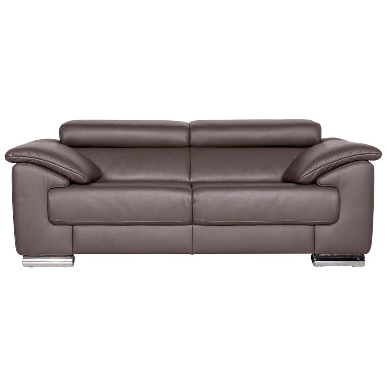 Ewald Schillig Brand Blues Leather Sofa Brown Three-Seat ...