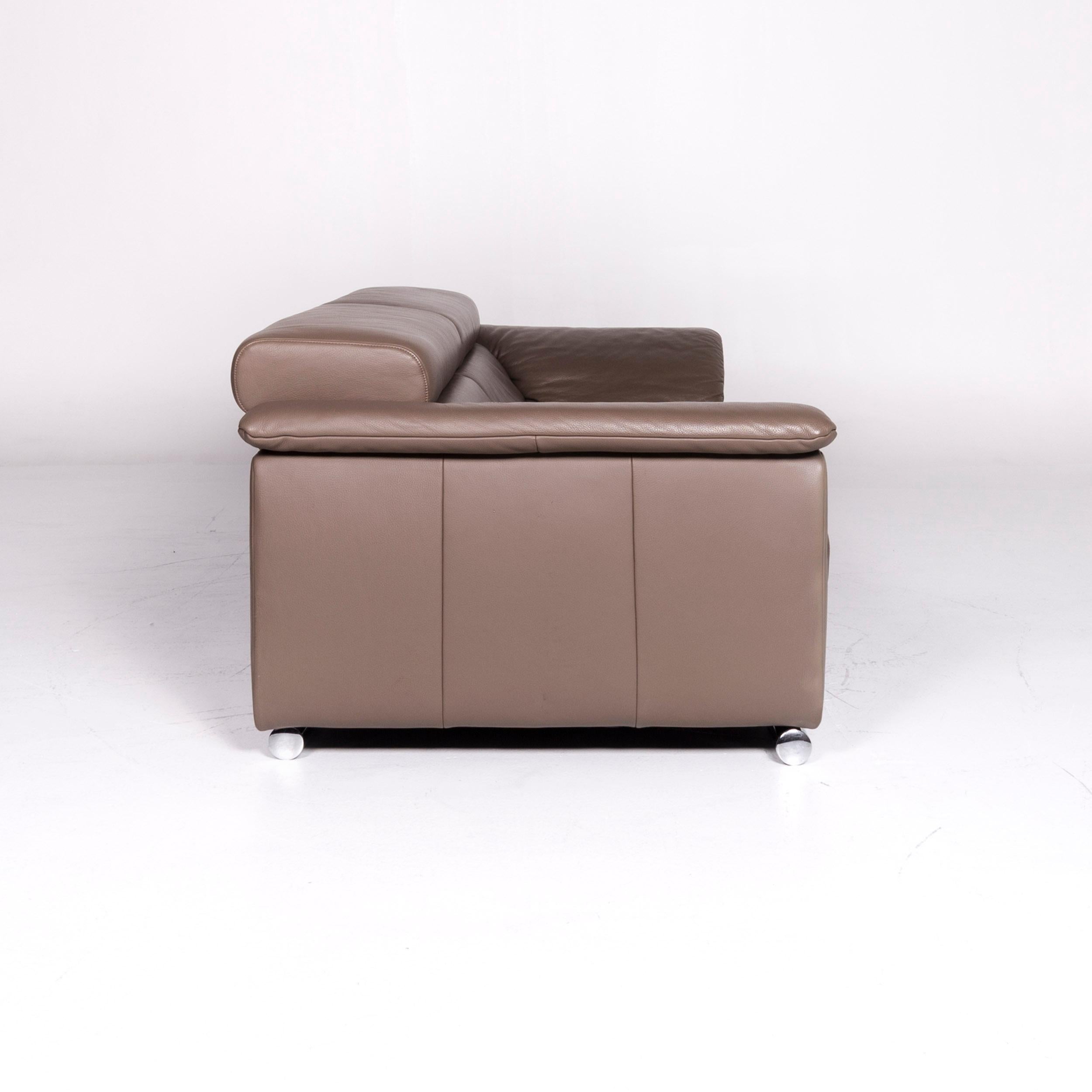 Ewald Schillig Brand Blues Leather Sofa Brown Three-Seat 3