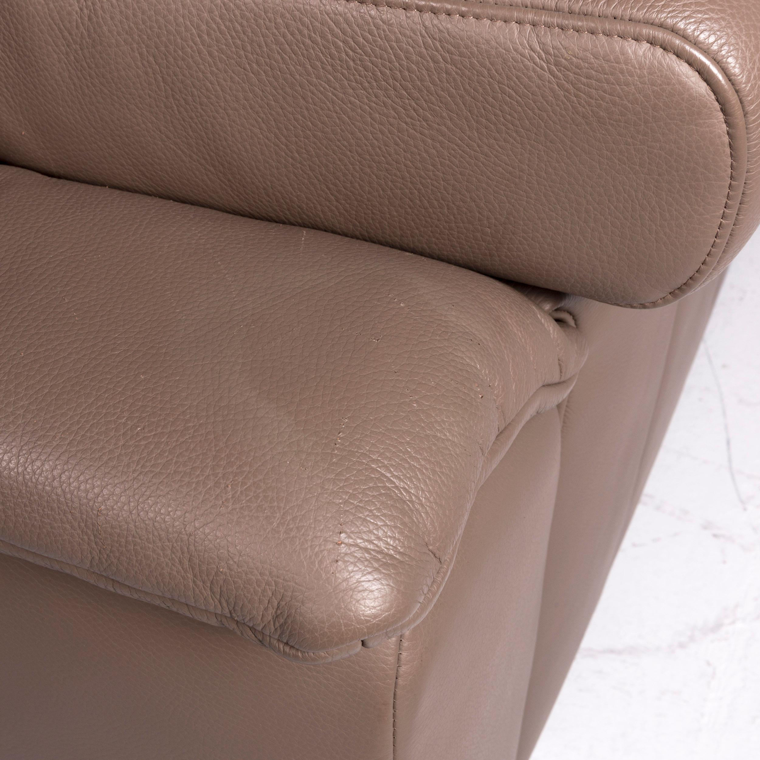 Ewald Schillig Brand Blues Leather Sofa Brown Three-Seat 7