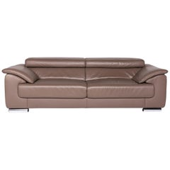 Ewald Schillig Brand Blues Leather Sofa Brown Three-Seat