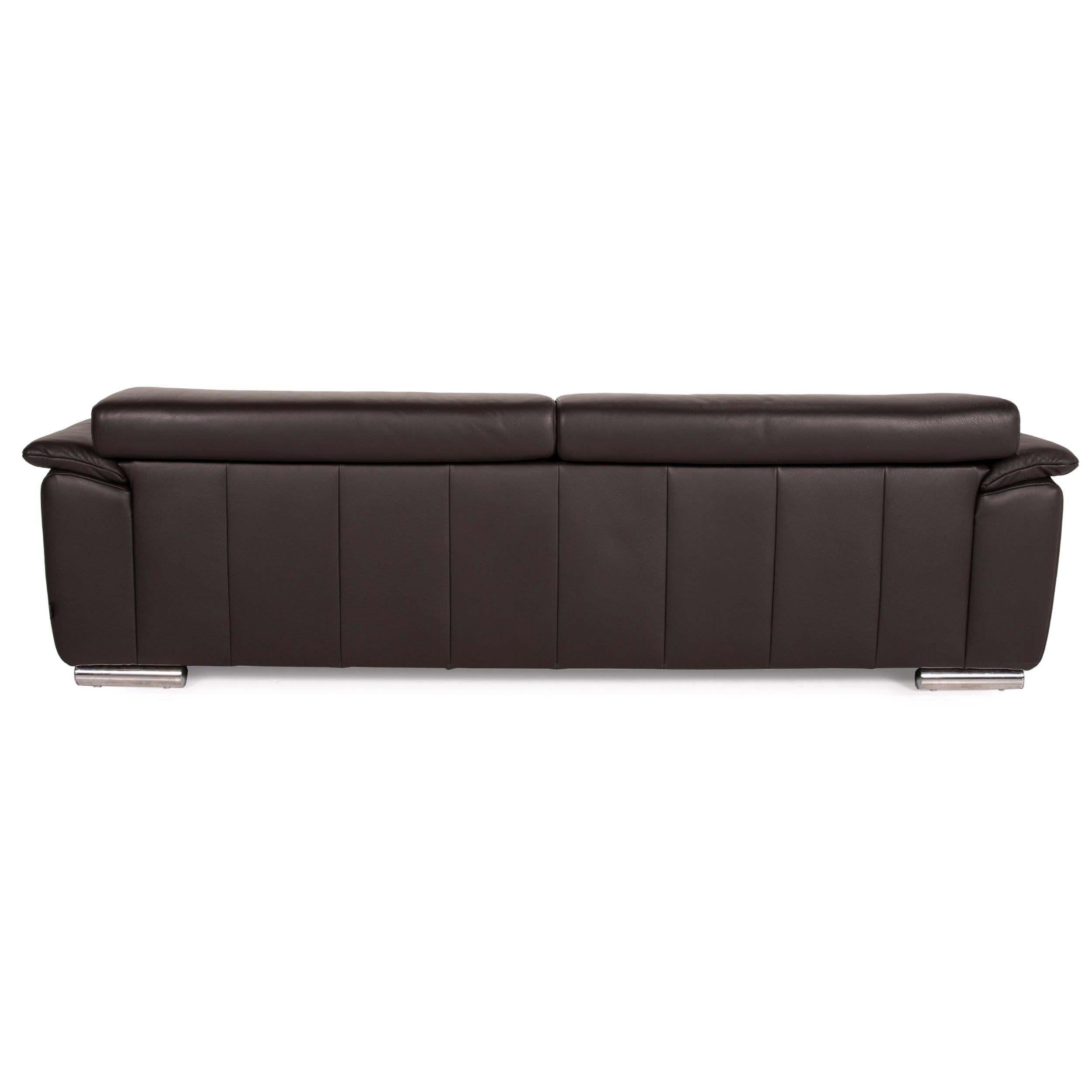 Ewald Schillig Braunes Leder-Sofa mit zwei Sitzen und Espressofunktion 1