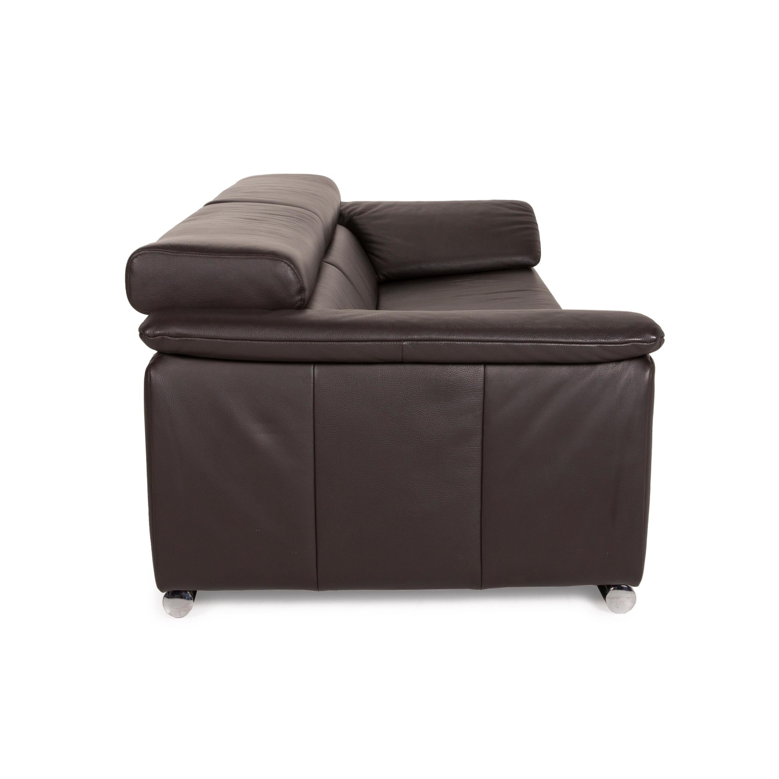 Ewald Schillig Braunes Leder-Sofa mit zwei Sitzen und Espressofunktion (21. Jahrhundert und zeitgenössisch)