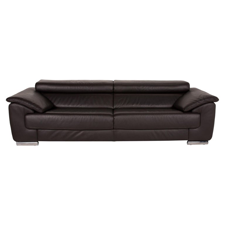 Ewald Schillig Brand Blues Leather Sofa Brown Two-Seater Espresso Function  at 1stDibs
