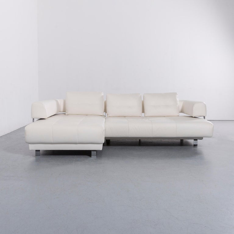 Ewald Schillig Brand Daria Leather Corner Sofa And Bench White For