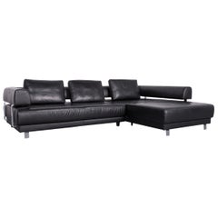 Ewald Schillig Brand Face Designer Sofa Leather Black Corner Couch Electric