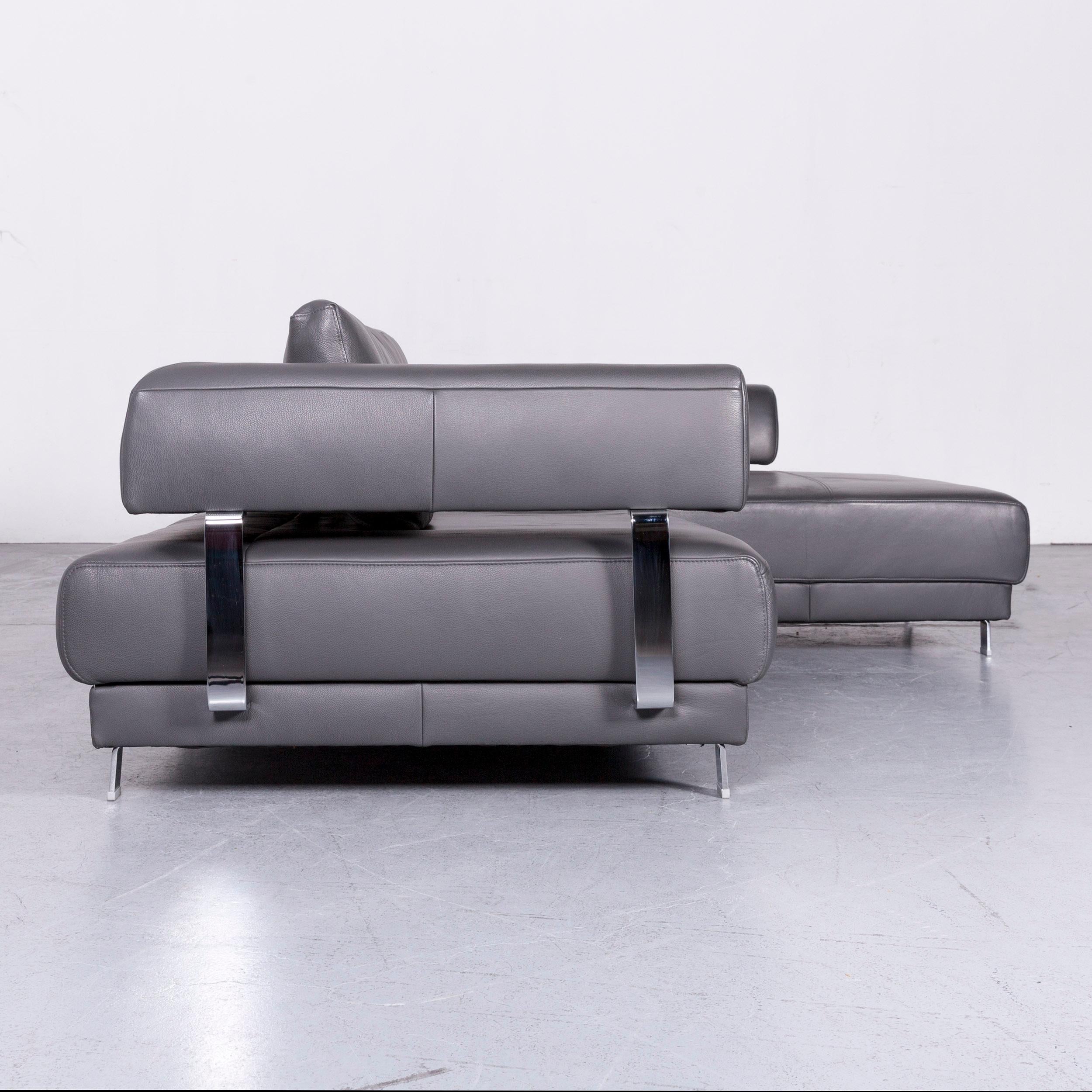 Ewald Schillig Brand Face Designer Sofa Leather Grey Corner Couch 4