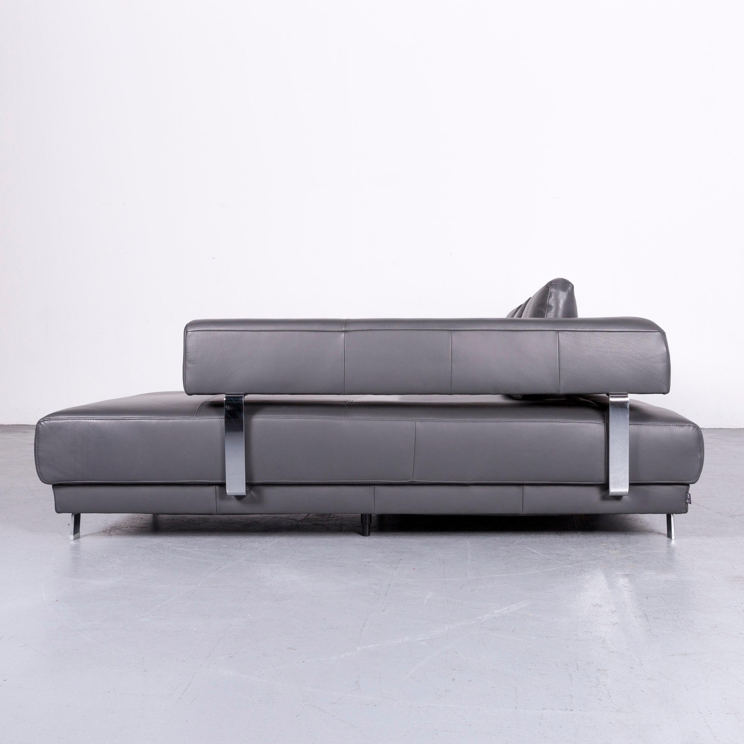 Ewald Schillig Brand Face Designer Sofa Leather Grey Corner Couch 6