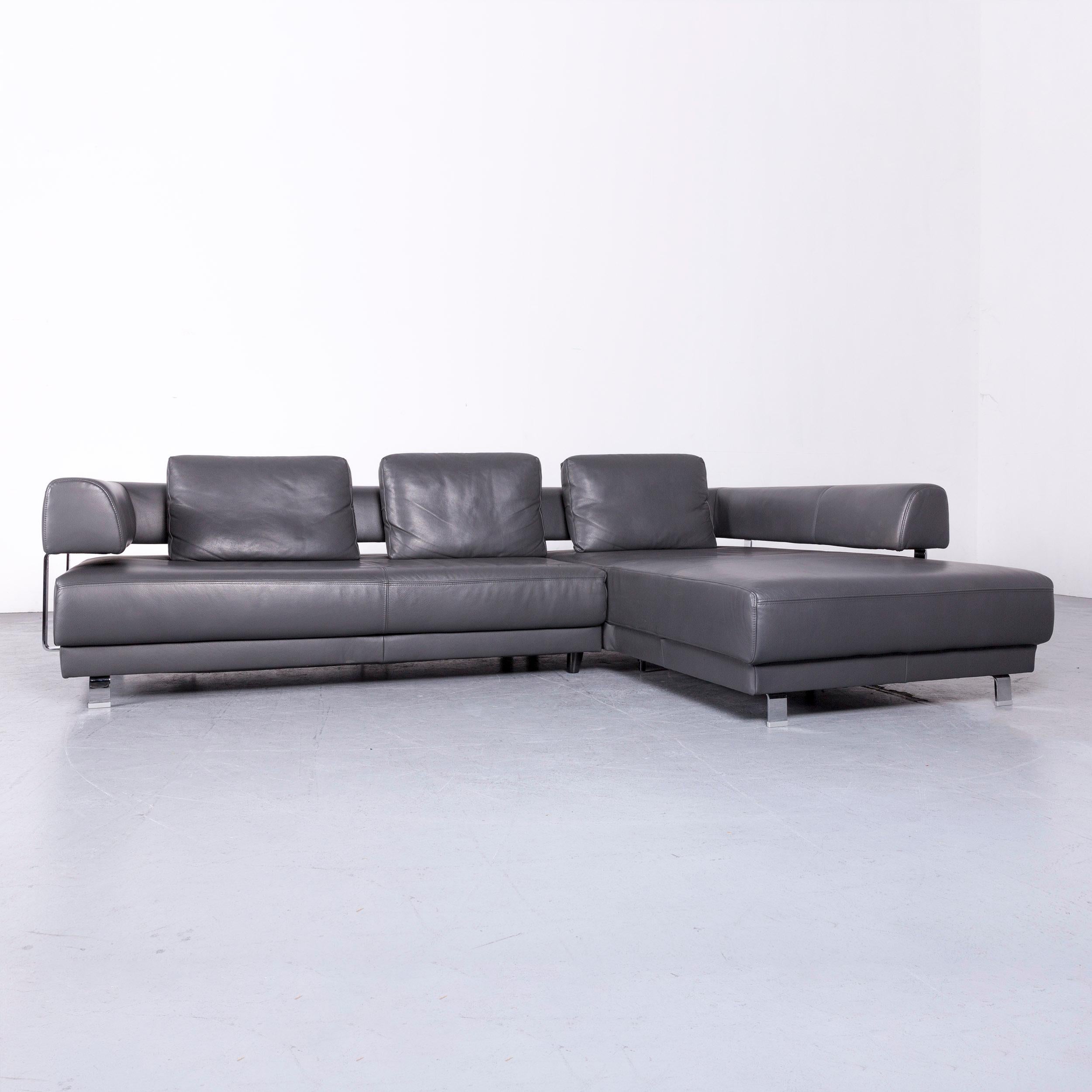German Ewald Schillig Brand Face Designer Sofa Leather Grey Corner Couch For Sale