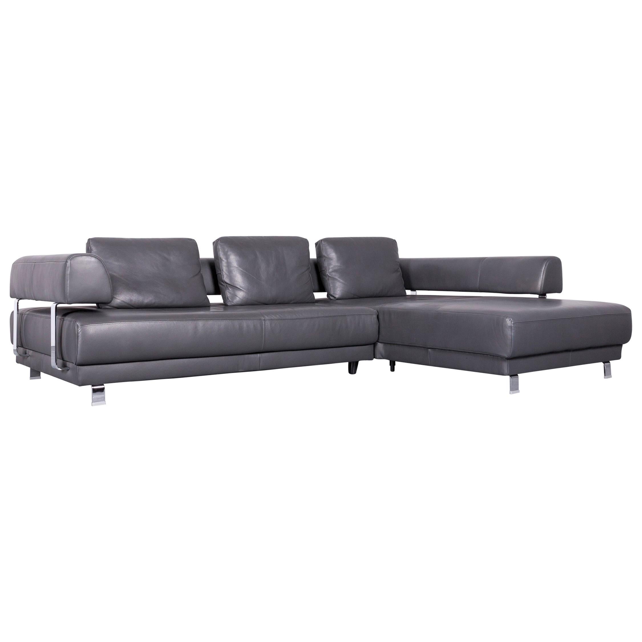 Ewald Schillig Brand Face Designer Sofa Leather Grey Corner Couch