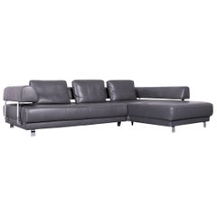 Ewald Schillig Brand Face Designer Sofa Leather Grey Corner Couch