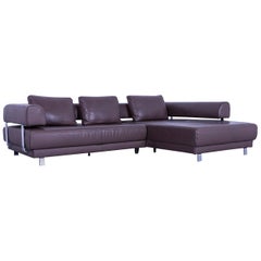 Ewald Schillig Brand Face Leather Corner Sofa Brown