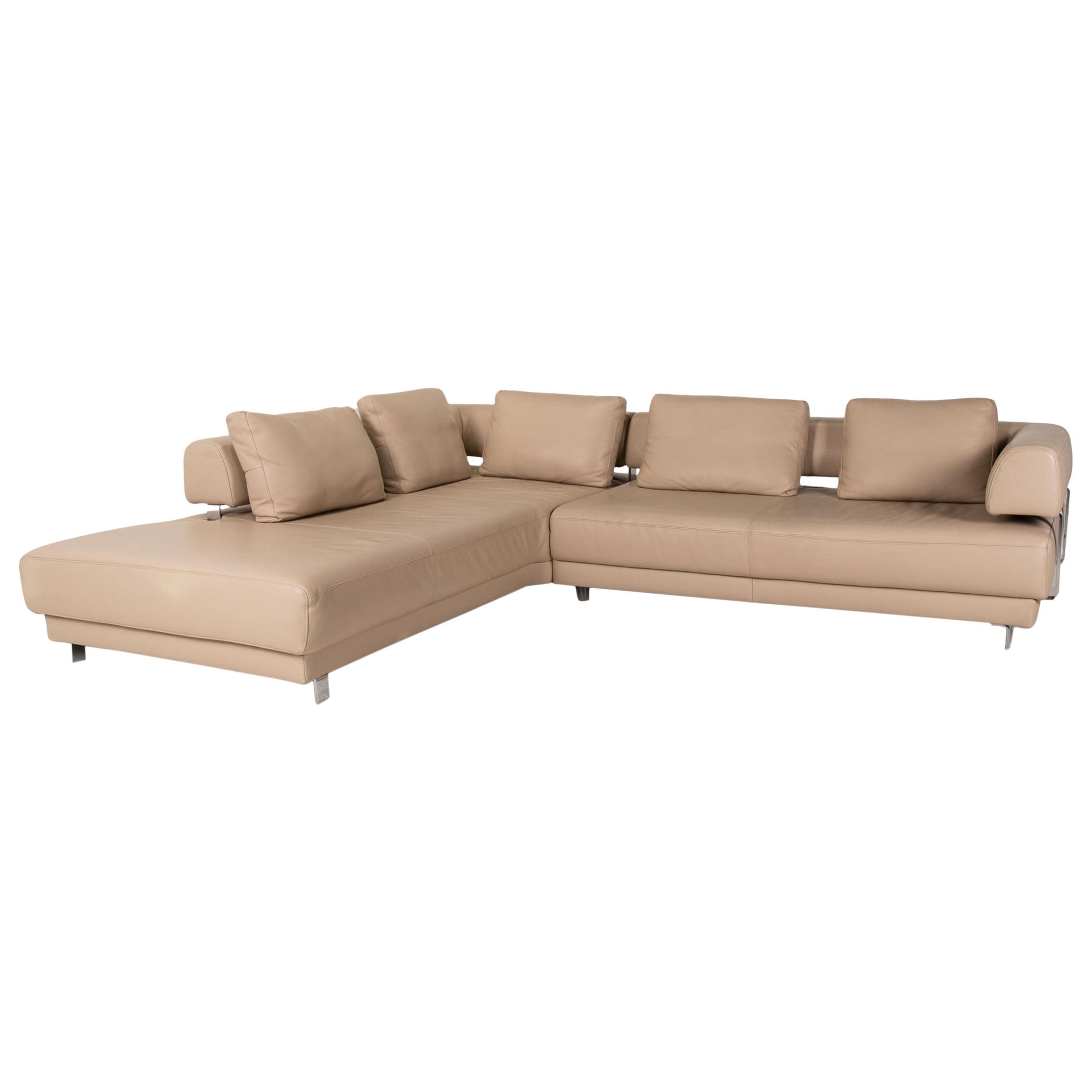 Ewald Schillig Brand Face Leather Sofa Beige Corner Sofa Couch For Sale