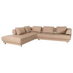 Ewald Schillig Brand Face Leather Sofa Beige Corner Sofa Couch