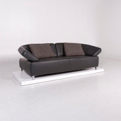 Ewald Schillig Canapé en cuir Butterfly Anthracite Gris Brown Trois places