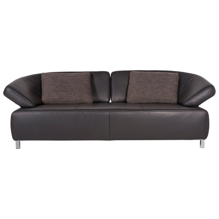 Ewald Schillig Butterfly Leather Sofa Anthracite Gray ...