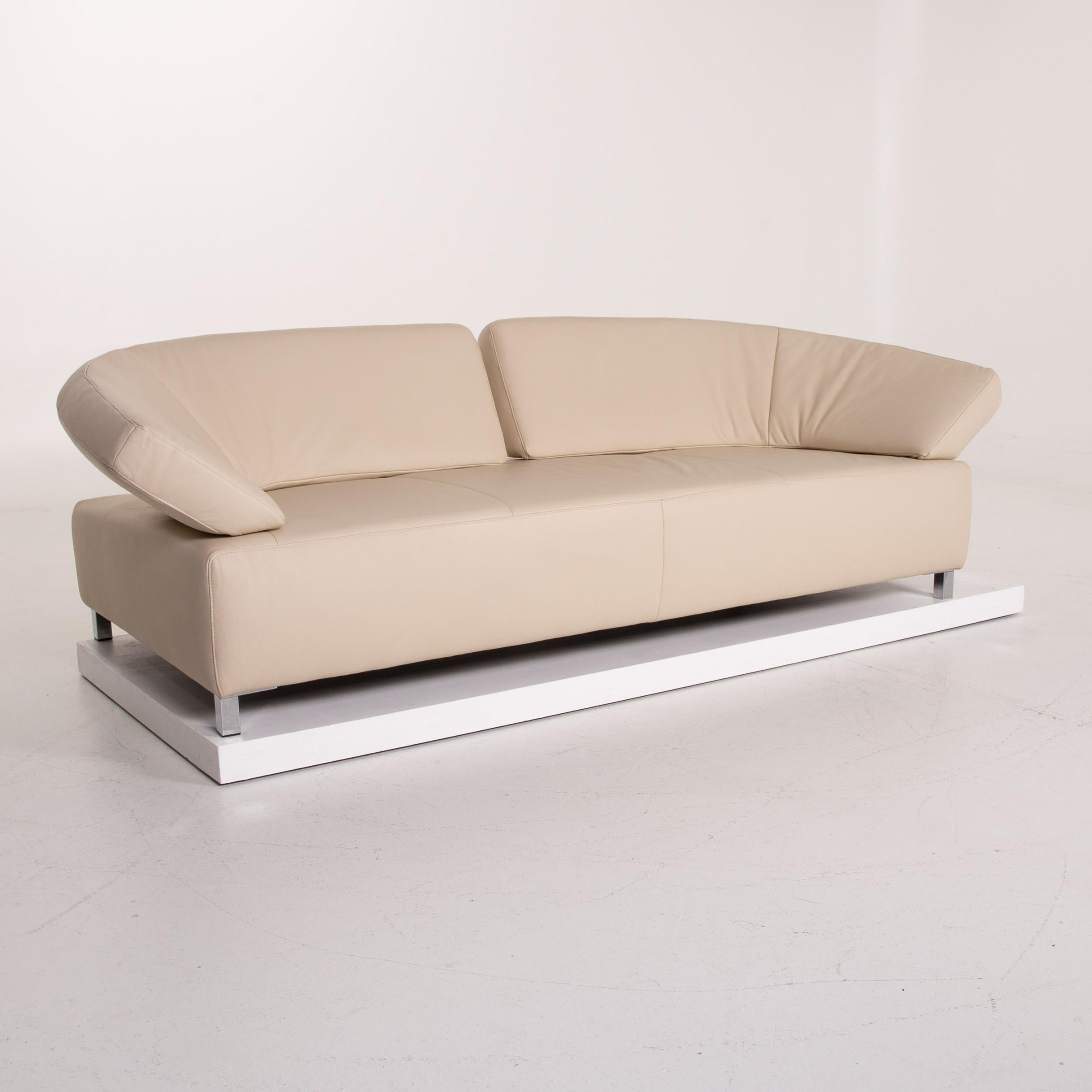 Ewald Schillig Schmetterlingsleder-Sofa in Creme mit drei Sitzen (Moderne)