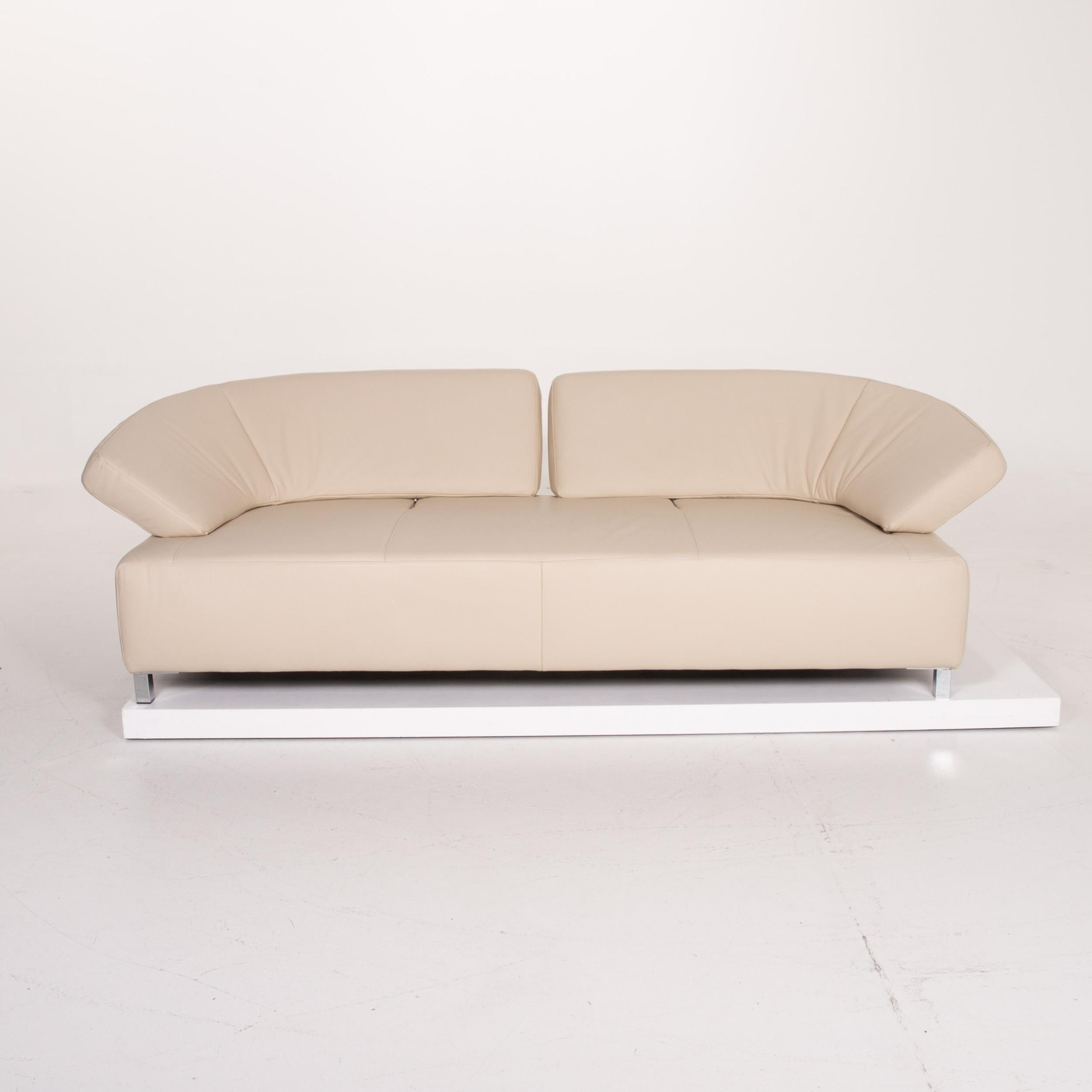 Ewald Schillig Schmetterlingsleder-Sofa in Creme mit drei Sitzen (Deutsch)