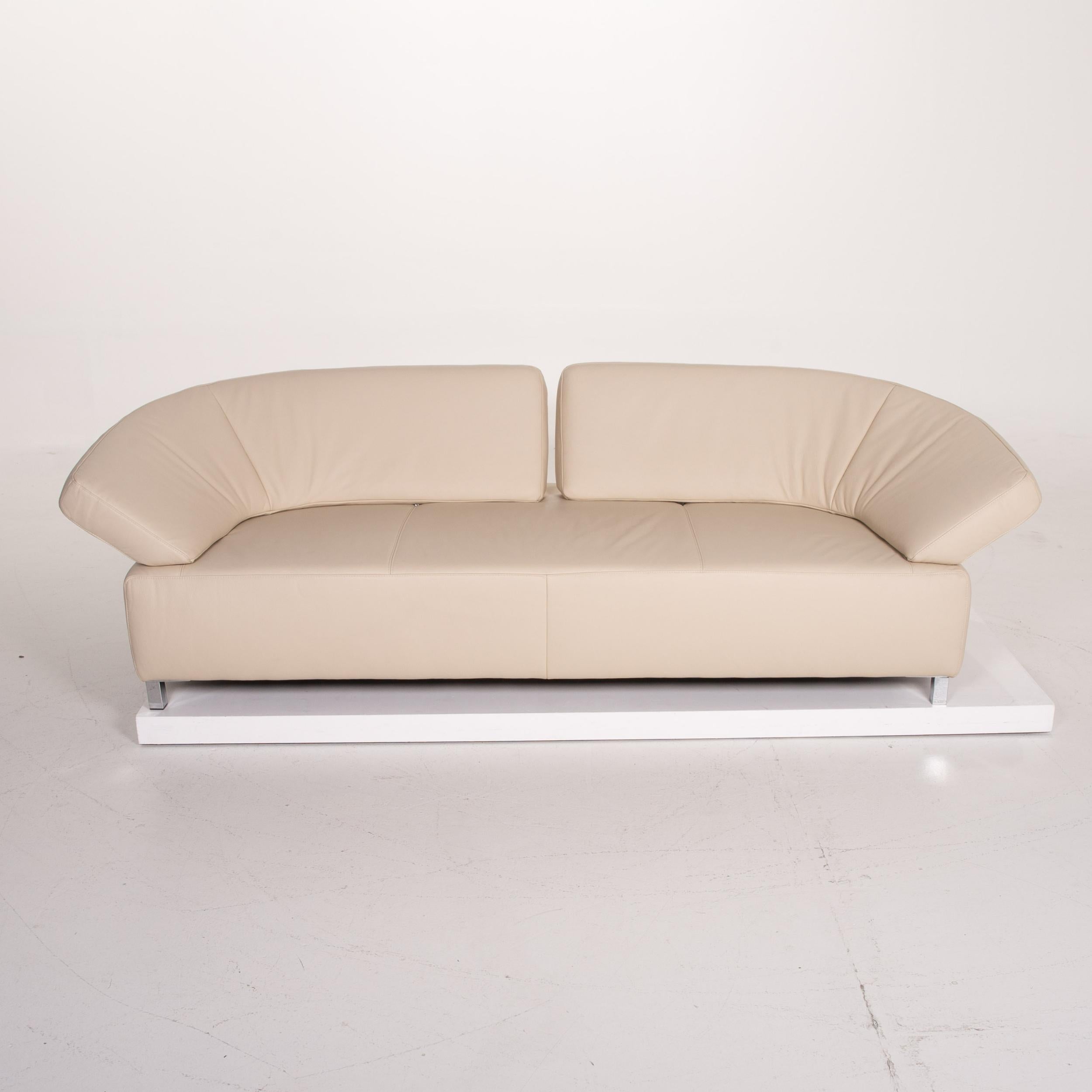 Ewald Schillig Schmetterlingsleder-Sofa in Creme mit drei Sitzen im Zustand „Hervorragend“ in Cologne, DE