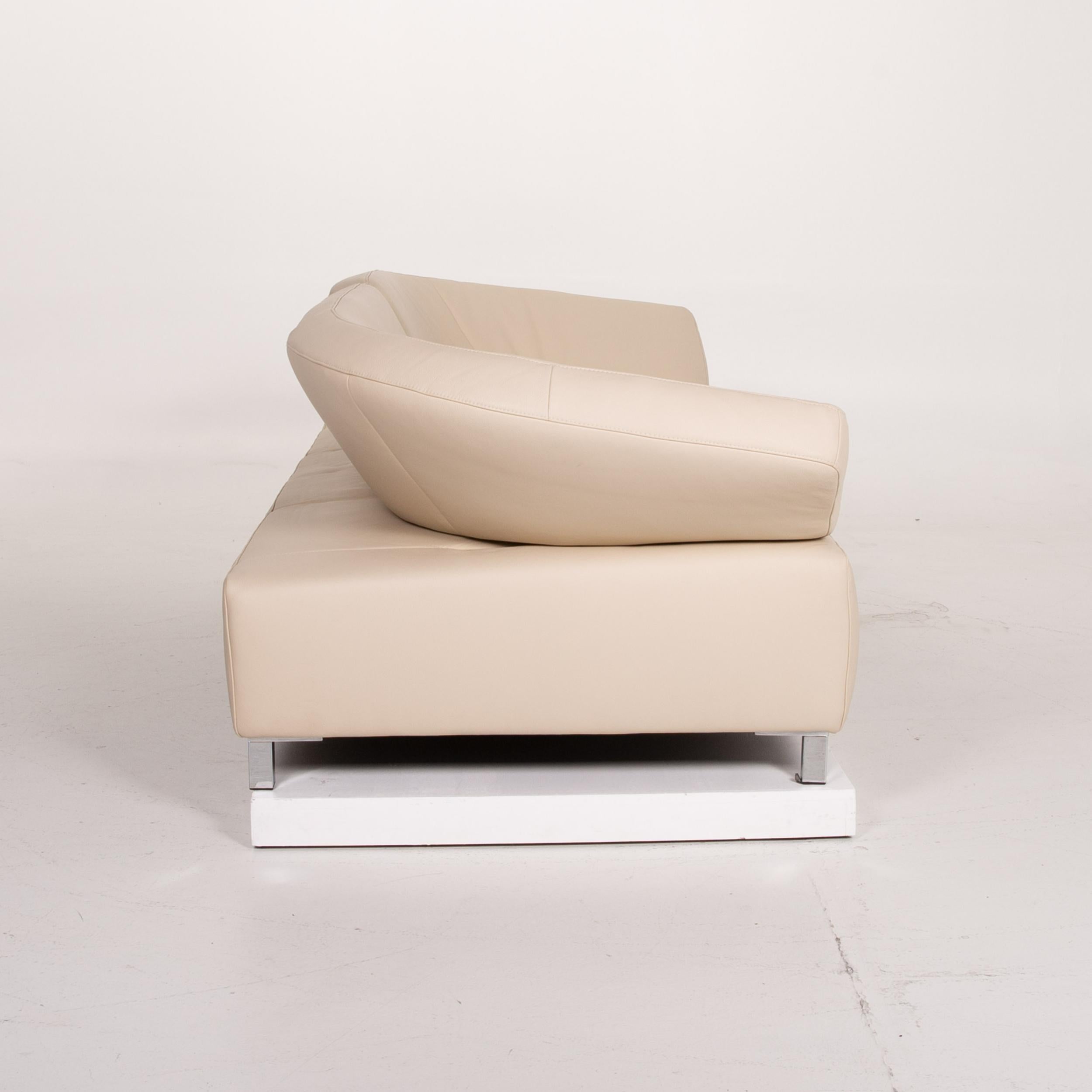 Ewald Schillig Schmetterlingsleder-Sofa in Creme mit drei Sitzen (21. Jahrhundert und zeitgenössisch)