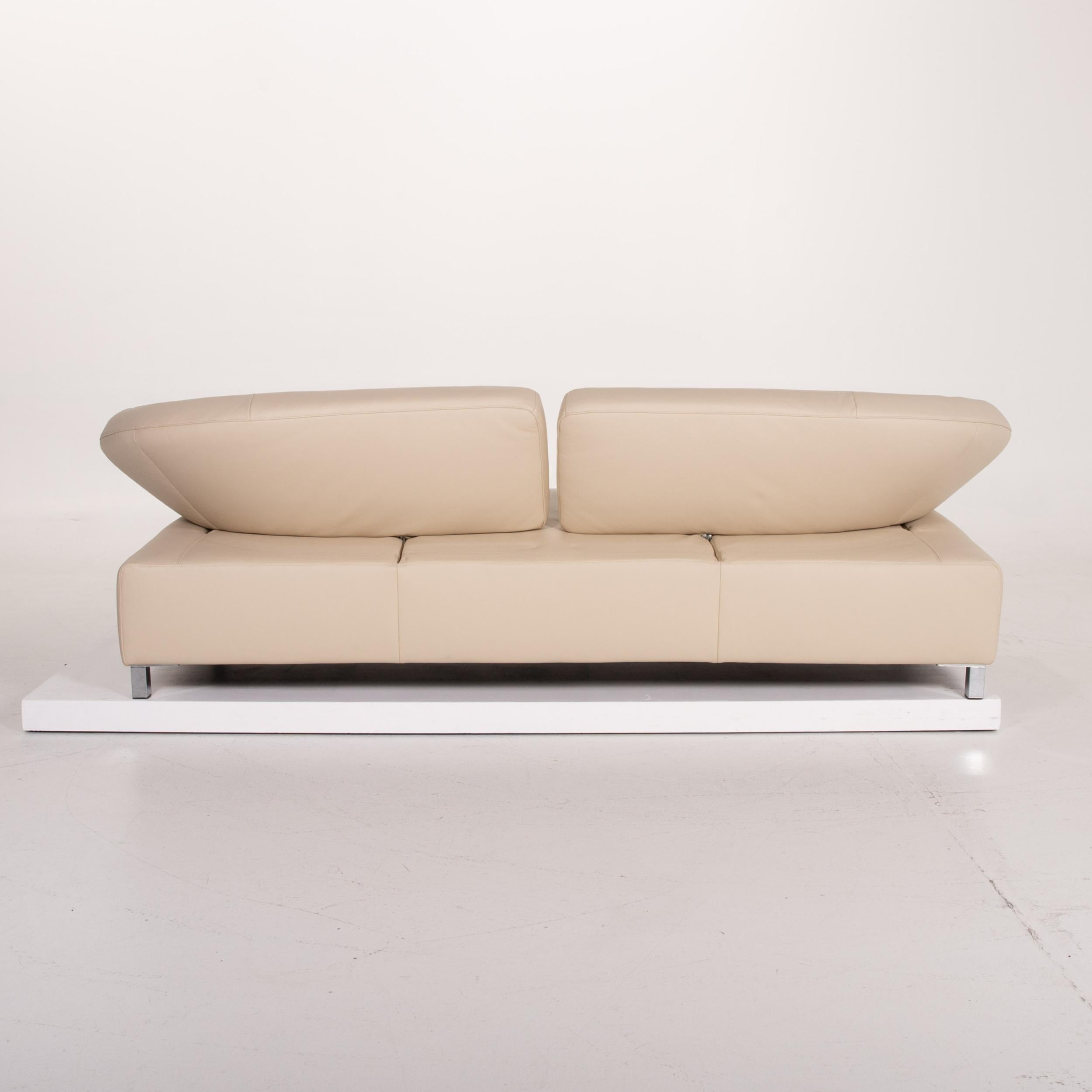 Ewald Schillig Schmetterlingsleder-Sofa in Creme mit drei Sitzen (Leder)