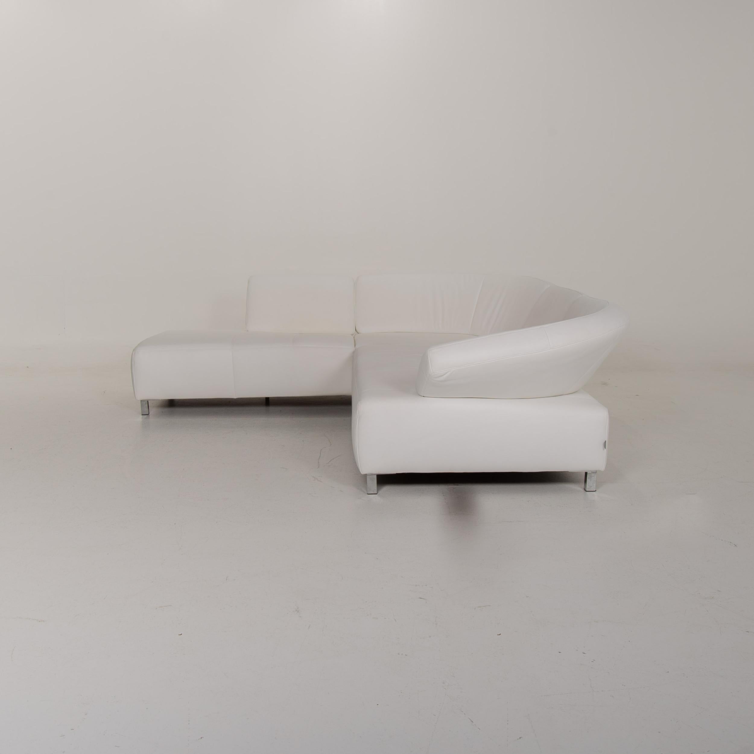 Ewald Schillig Weißes Ewald Schillig-Sofa aus Schmetterlingsleder 3