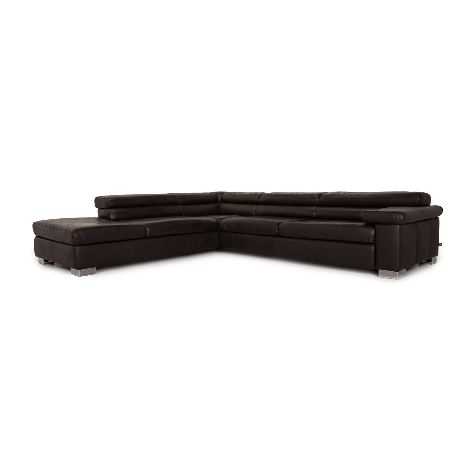Ewald Schillig Courage Leather Sofa Dark Brown Corner Sofa Couch Function  at 1stDibs