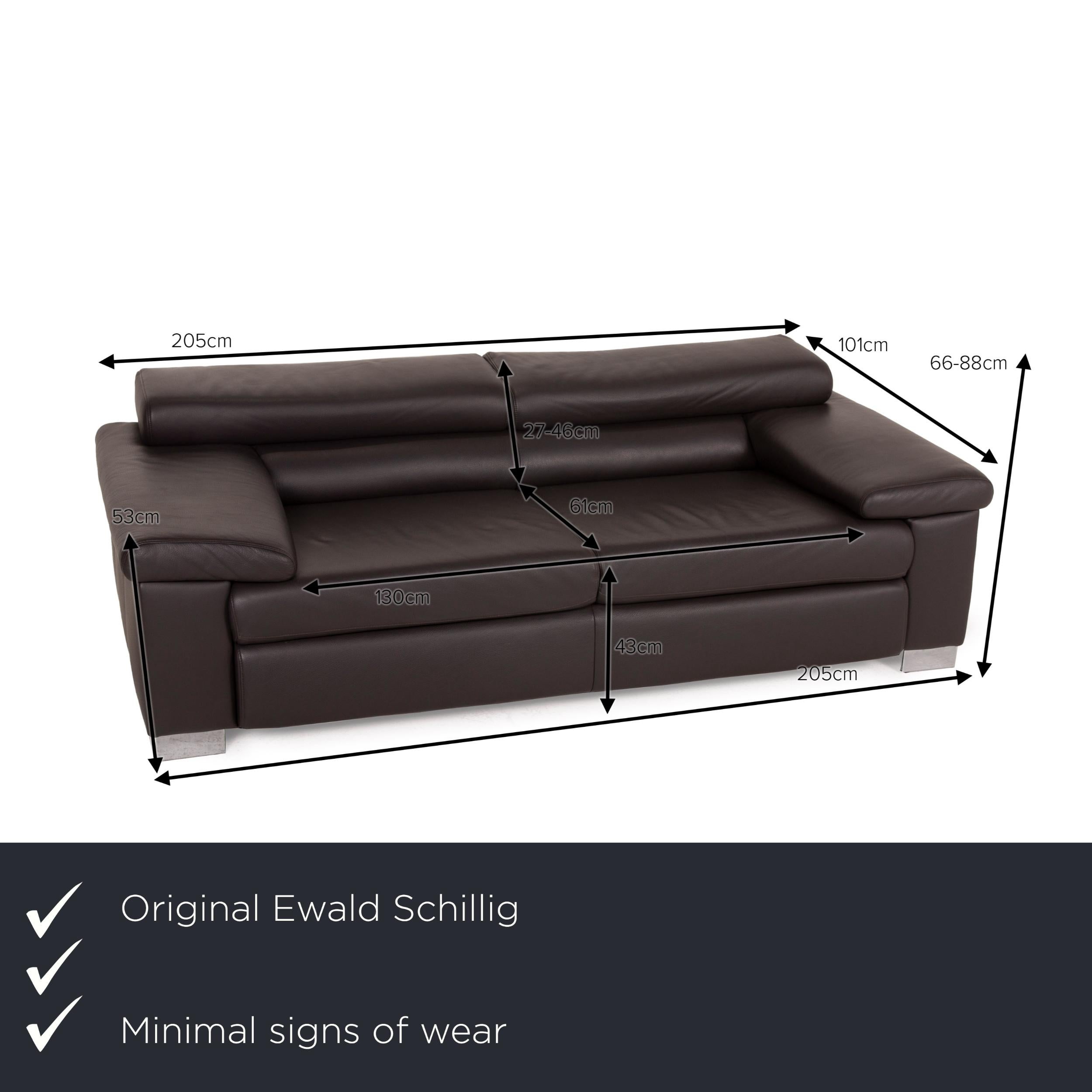 Ewald Schillig Courage Leather Sofa Dark Brown Two-Seater Brown at 1stDibs