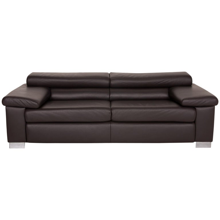 Ewald Schillig Courage Leather Sofa Dark Brown Two-Seater Brown at 1stDibs