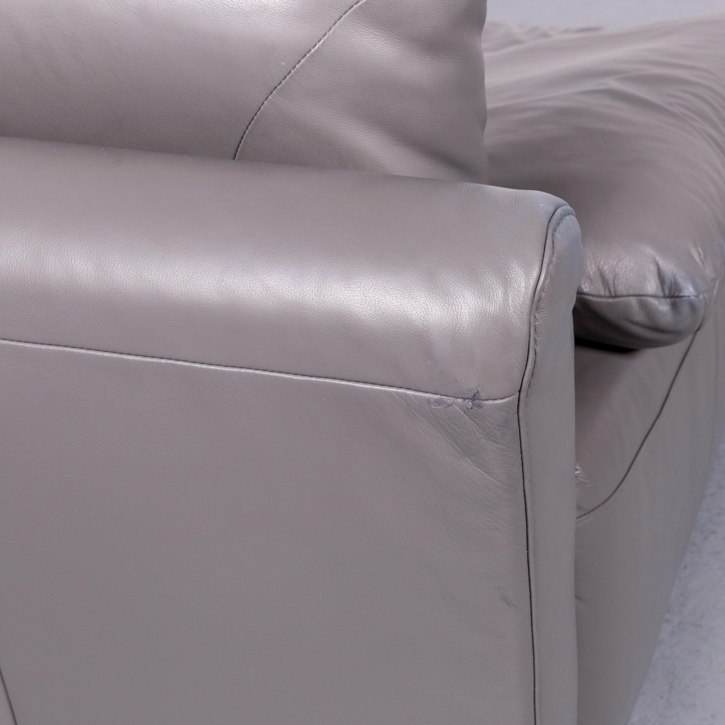 Ewald Schillig Designer Corner Sofa Set Couch Leather Grey Modern 4